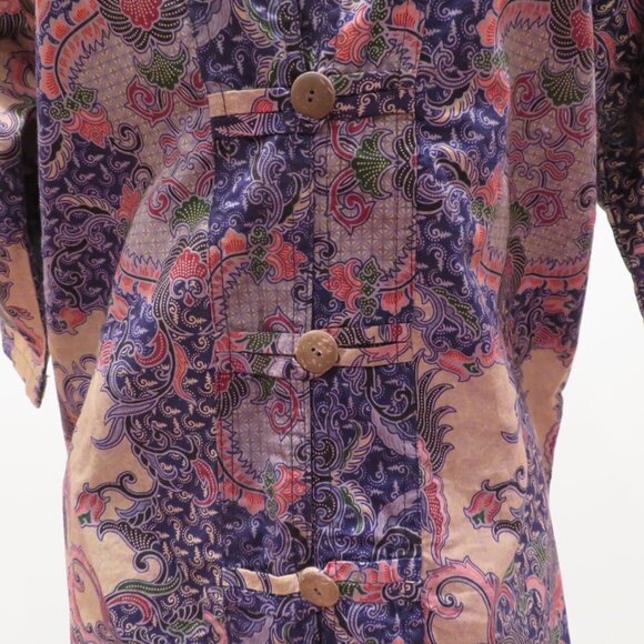 Women Small Blue Thailand Blouse Shirt Jacket Summer Lightweight Cotton Button - Picture 6 of 12